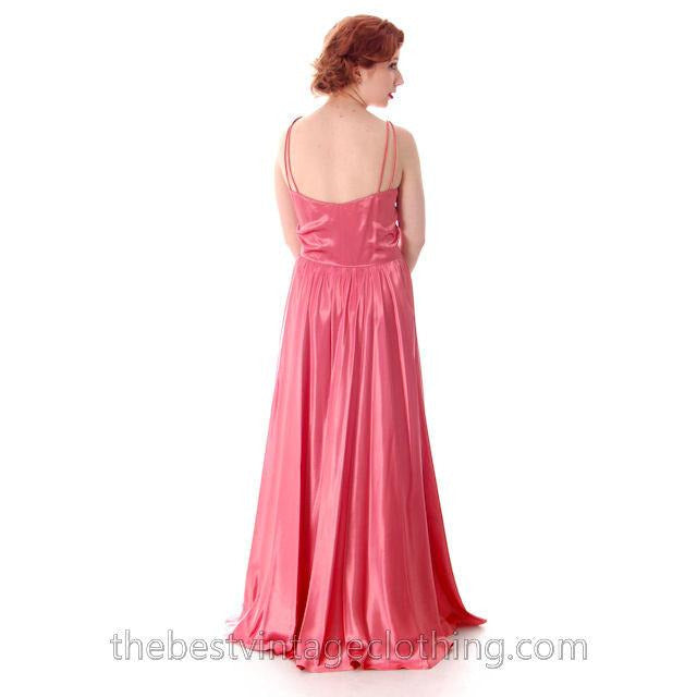 Vintage Evening Gown Pink Satin Metallic Soutcahe Jacket 1940s 36-29-48 M Women's,New Arrivals The Best Vintage Clothing