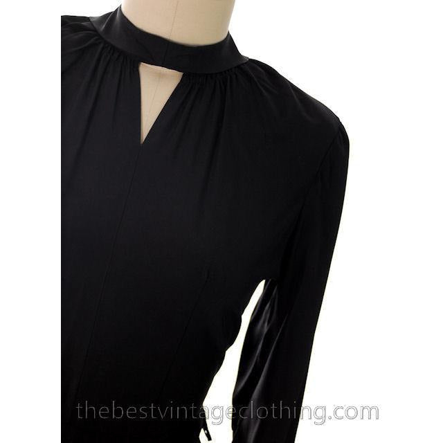 Vintage Cocktail Dress 1940s Black Faille Yellow Fishtail 36-29-36 Women's,New Arrivals vendor-unknown