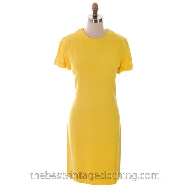 Vintage Linen Yellow Sheath Dress & Abstract Printed Coat Edith Flagg 1970s 36-31-36 Women's,New Arrivals Edith Flagg