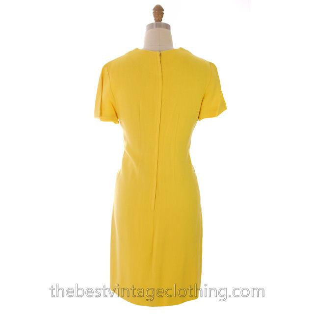 Vintage Linen Yellow Sheath Dress & Abstract Printed Coat Edith Flagg 1970s 36-31-36 Women's,New Arrivals Edith Flagg