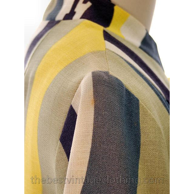Vintage Linen Yellow Sheath Dress & Abstract Printed Coat Edith Flagg 1970s 36-31-36 Women's,New Arrivals Edith Flagg