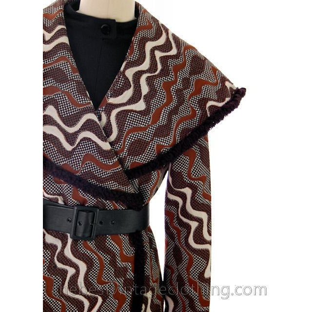 Vintage 1970s Polyester Abstract Textured Coat and Dress Alfred Werber 37-28-39 Women's,New Arrivals The Best Vintage Clothing