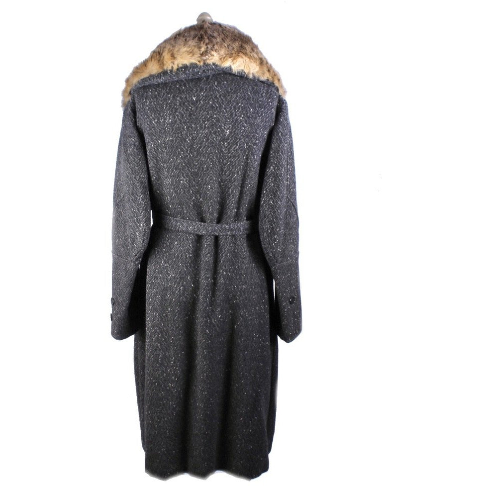 Womens 1920s Art Deco Coat Downton Miss Fisher Heavy Tweed Large Fur Trimmed The Best Vintage Clothing