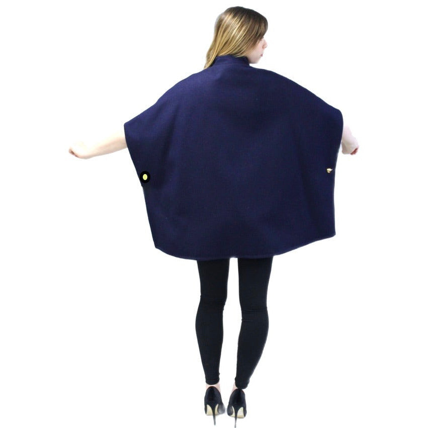 Reversible Vintage Wool Cape Red/Blue 1960s Brass Zipper Mod O/S capes The Best Vintage Clothing