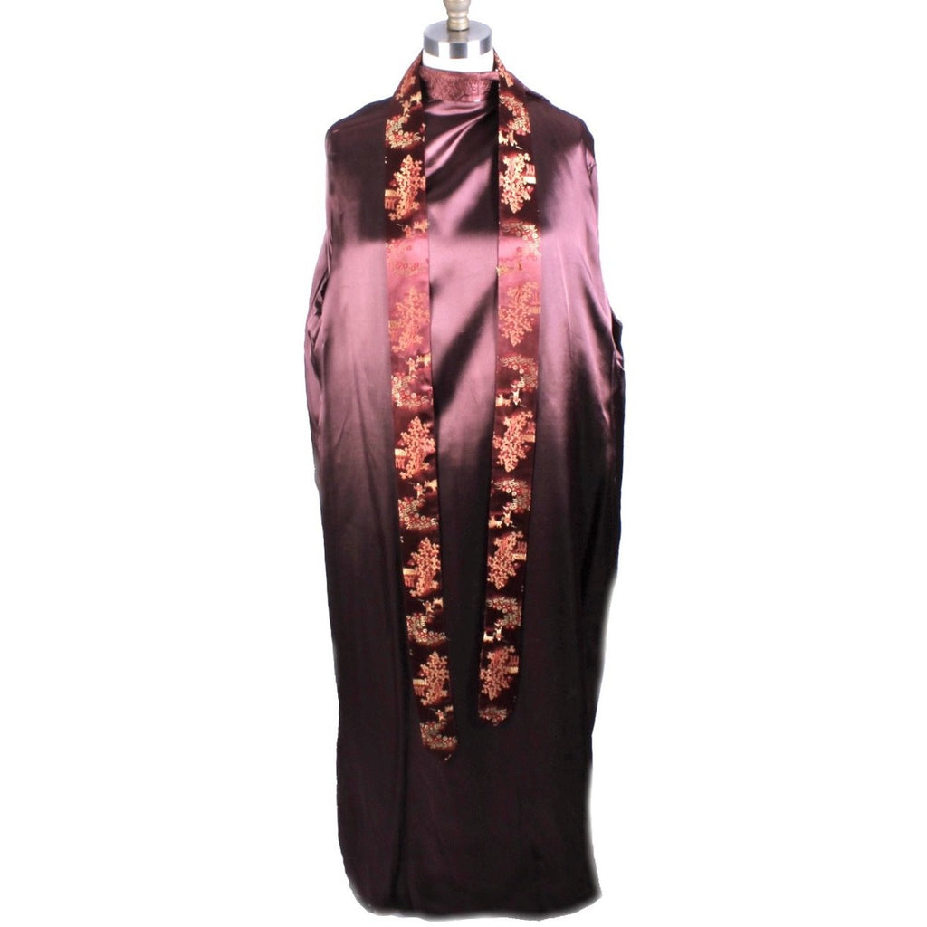 Vintage Mens Rayon Damask Robe Asian 1940s L XL Maroon Gold WW2 Men's Vintage,New Arrivals The Best Vintage Clothing