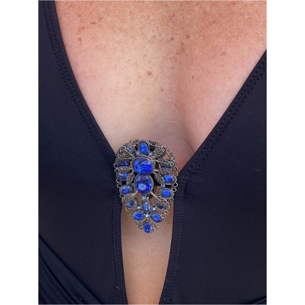 Vintage Teardrop Large Blue Stones Dress Clips 1930S Cart2cart The Best Vintage Clothing