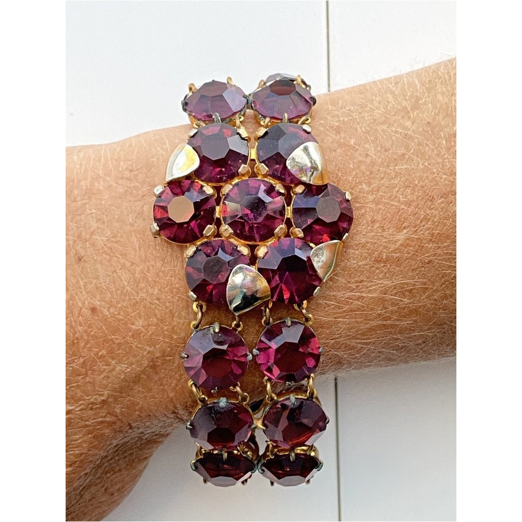 Vintage Amethyst Glass/Brass Bracelet/Brooch 1940S Revival Cart2cart The Best Vintage Clothing