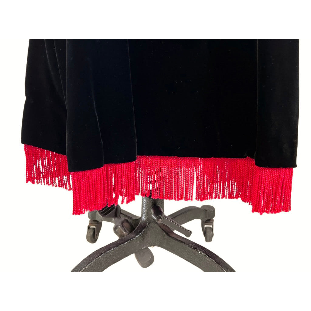 Vintage Black Velvet Full Skirt w Red Fringe Hem 1940s Small Modern Jr Cart2cart The Best Vintage Clothing