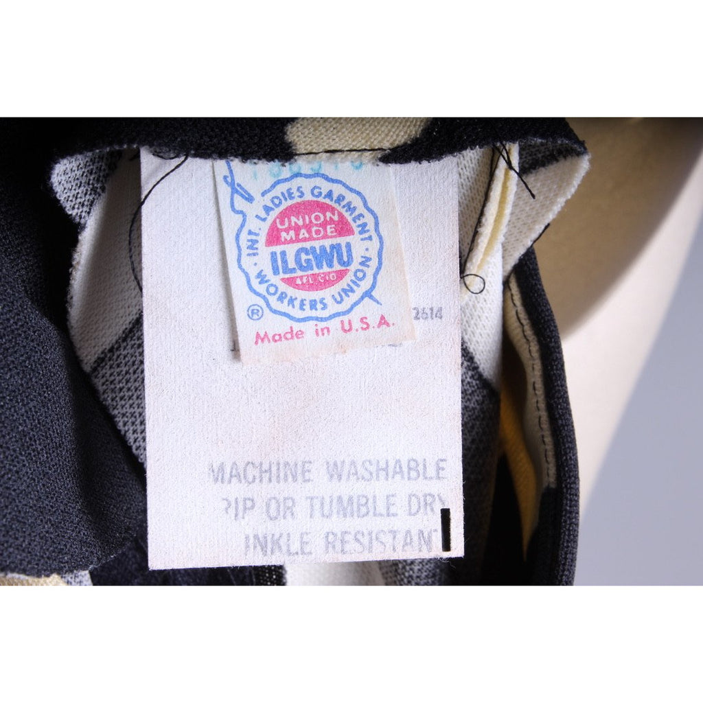 Vintage Knit Dress 1970s Poly Knit Dress Womens M/L Black/Ivory Women's,New Arrivals The Best Vintage Clothing