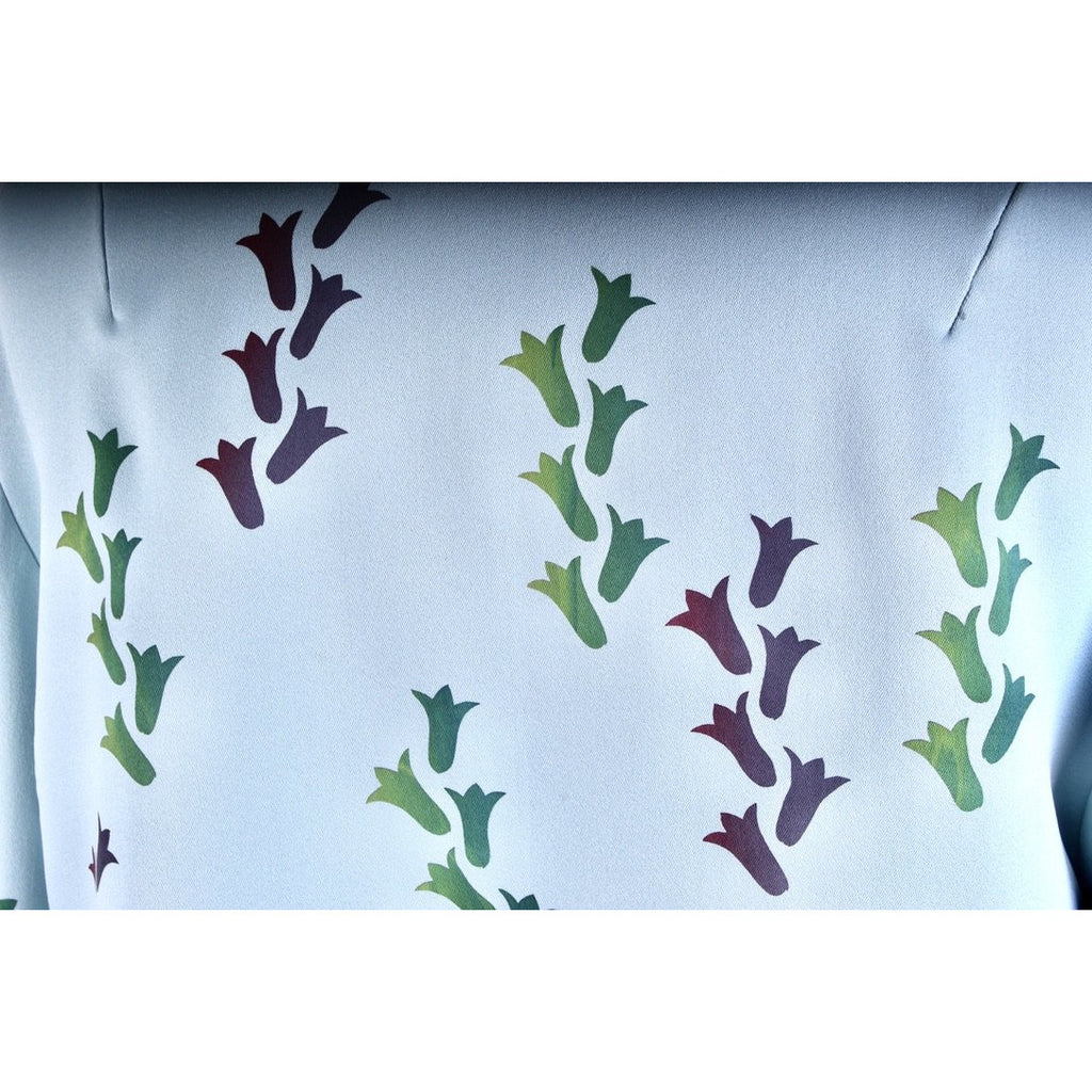 VTG Tummey Hand Block Printed 1970s Top Hippie womens M Blue The Best Vintage Clothing