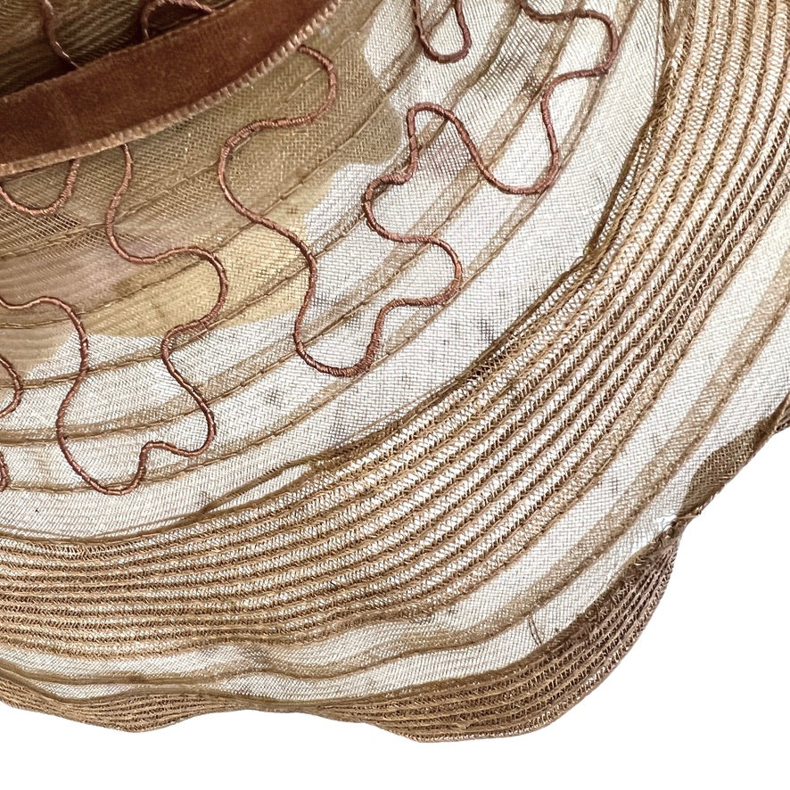 Antique Womens Cloche Hat 920s Taupe Horsehair Wide Brim M Flapper Garden Party Hats The Best Vintage Clothing