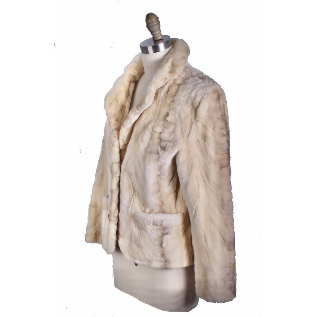 Mob Wife Vintage Chub Jacket Buttercream Colored Fur Short Sz S/M Creation Aphrodite coat The Best Vintage Clothing