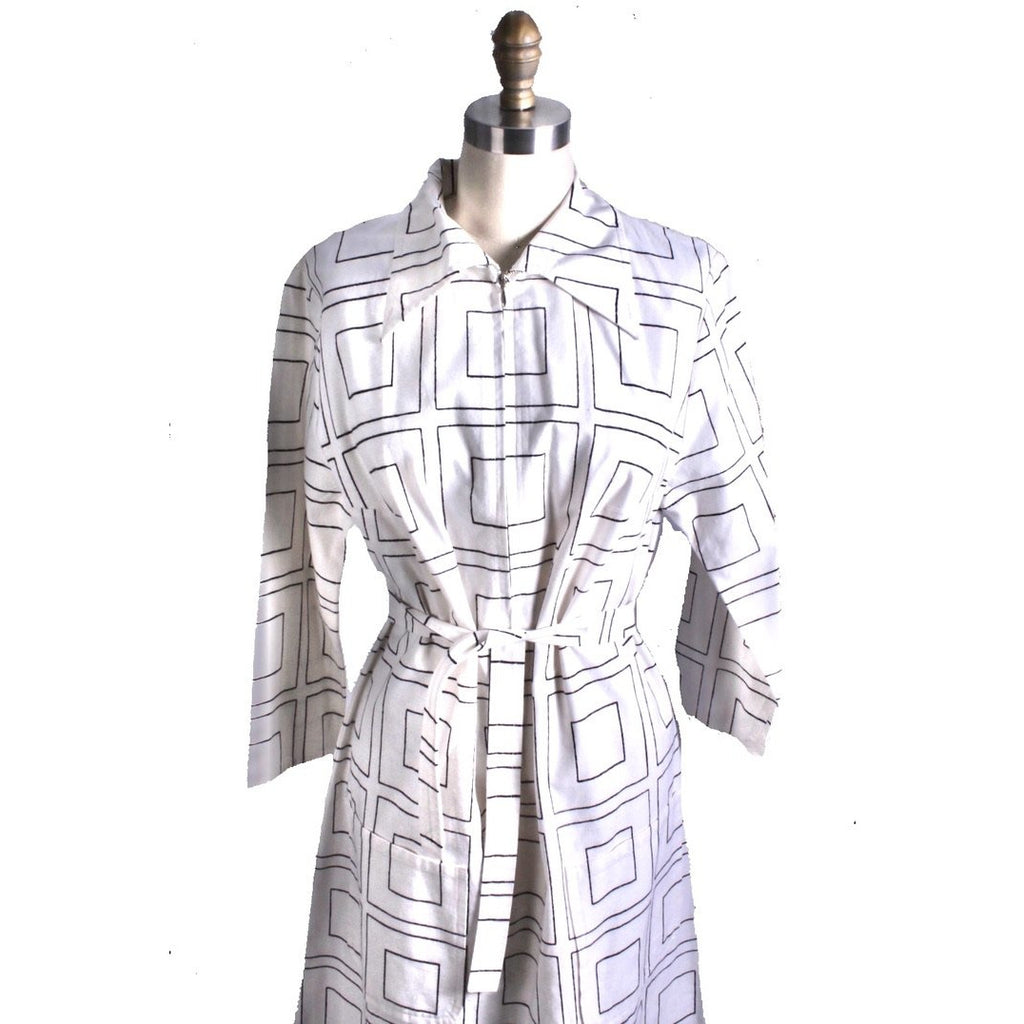 Vintage 1970s Scandinavian Designer Vuokko Squares Print A-Line Dress M marimekko Vuokko