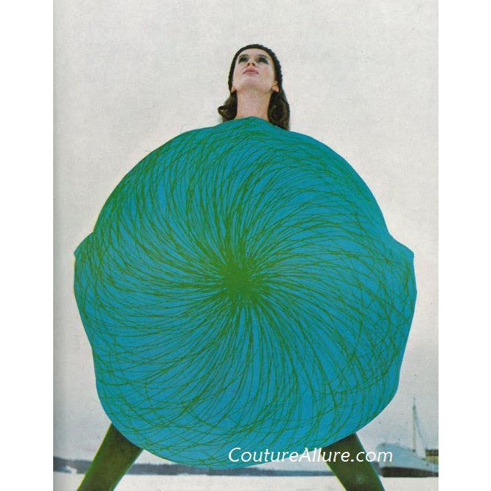 Vintage Vuokko Nurmesniemi Pyörre A-Line B & W Gown Cotton 1970s Bust 38 marimekko Vuokko