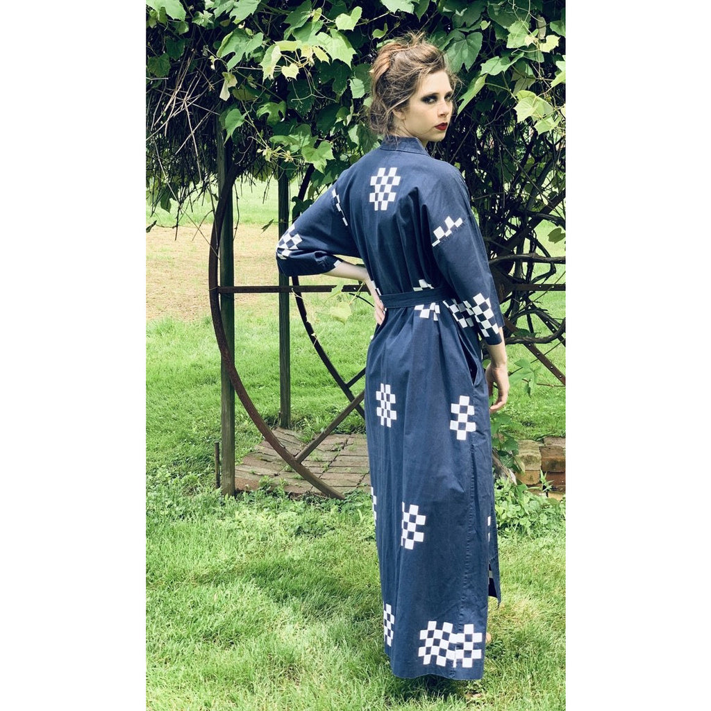 VTG Marimekko ”Pivo” by Katsuji Wakisaka 1975 BLACK/ White Cotton Kaftan Maxi S marimekko The Best Vintage Clothing