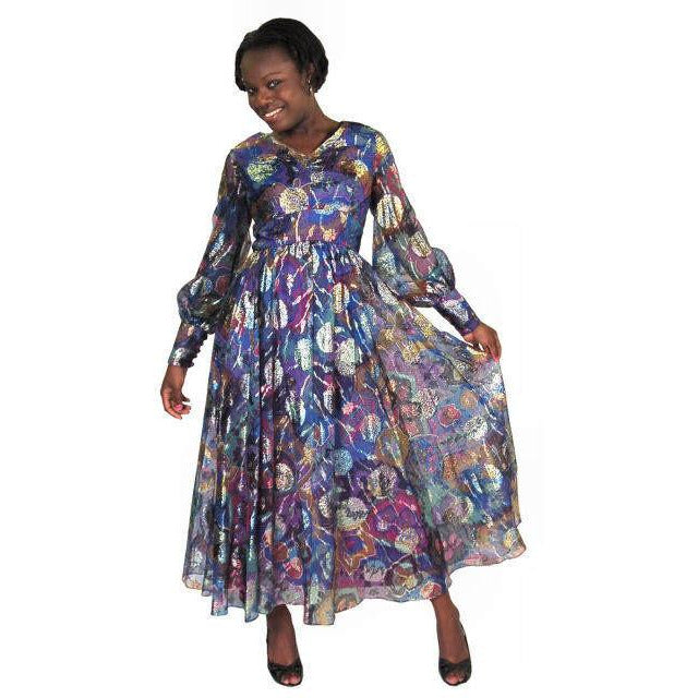 Vintage Metallic Silk Chiffon Designer Gown Hartley Westwood 1970S 34-30-36 1970s Cart2cart Westwood