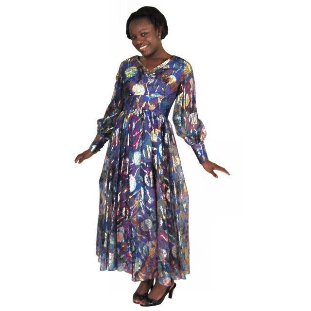 Vintage Metallic Silk Chiffon Designer Gown Hartley Westwood 1970S 34-30-36 1970s Cart2cart Westwood