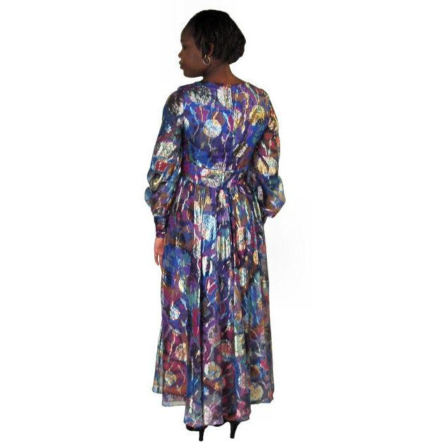 Vintage Metallic Silk Chiffon Designer Gown Hartley Westwood 1970S 34-30-36 1970s Cart2cart Westwood