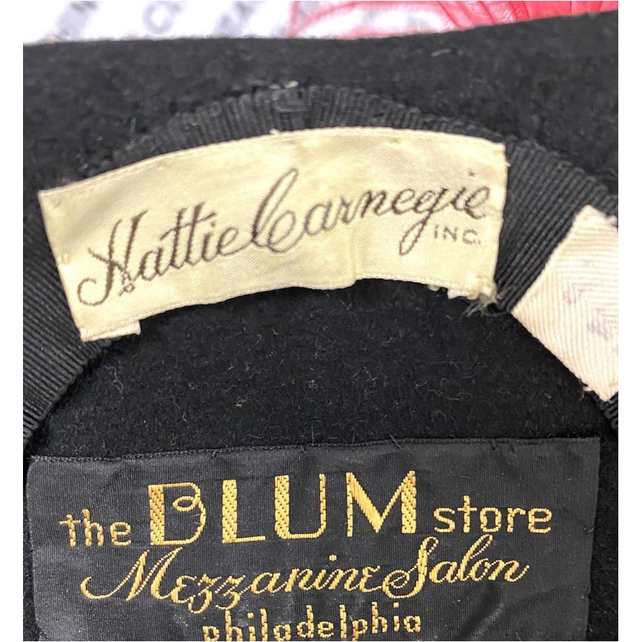 VTG Hattie Carnegie Hat Fascinator Pink White Feathers 1940s Doll Hat O/S The Best Vintage Clothing