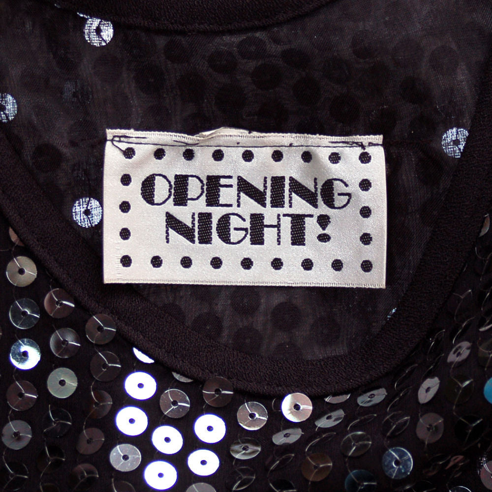 Vintage Sweater Black Silk Sequined Shell Top 1980S Medium Women's The Best Vintage Clothing