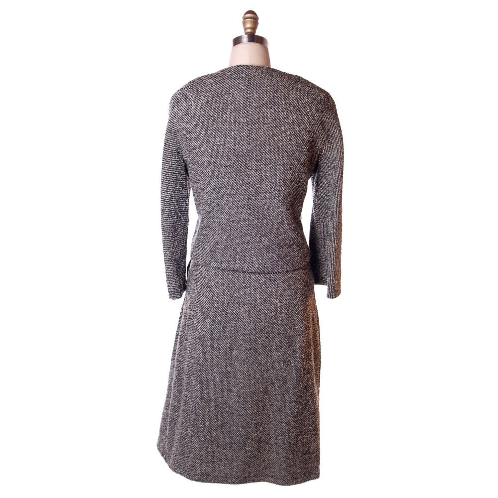 Vintage Henri Bendel Wool Ladies Tweed Suit Black & White 1960S 40-30-44 Women's Henri Bendel