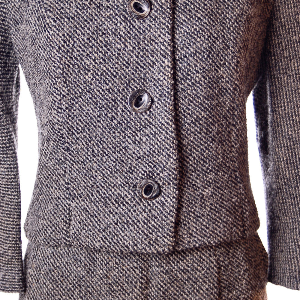 Vintage Henri Bendel Wool Ladies Tweed Suit Black & White 1960S 40-30-44 Women's Henri Bendel