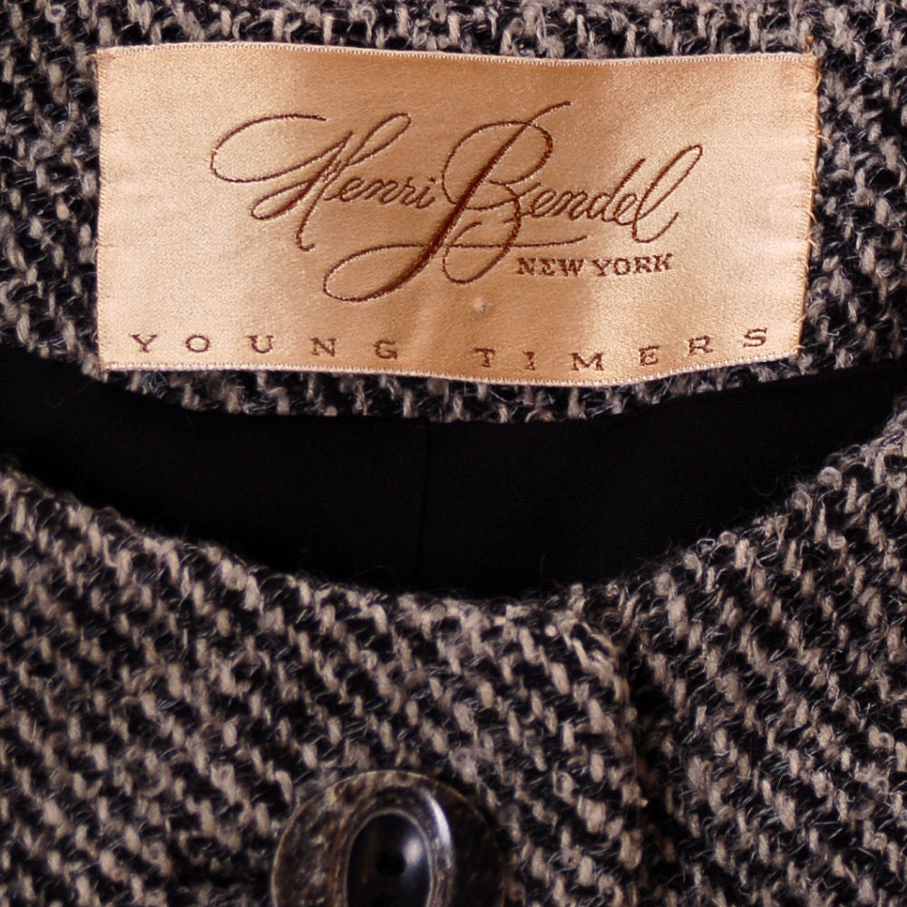 Vintage Henri Bendel Wool Ladies Tweed Suit Black & White 1960S 40-30-44 Women's Henri Bendel