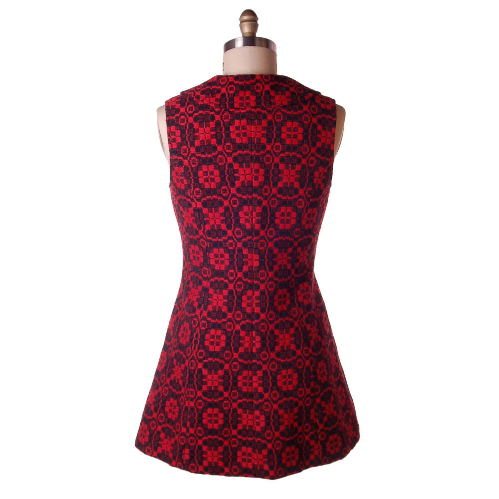 Vintage Dress Carpetbag Tunic Red/Black Geometric Iceland 1970s M Cart2cart vendor-unknown
