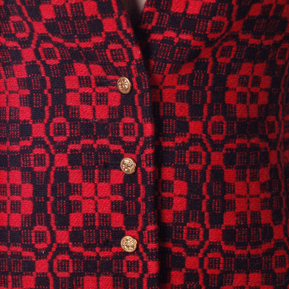 Vintage Dress Carpetbag Tunic Red/Black Geometric Iceland 1970s M Cart2cart vendor-unknown