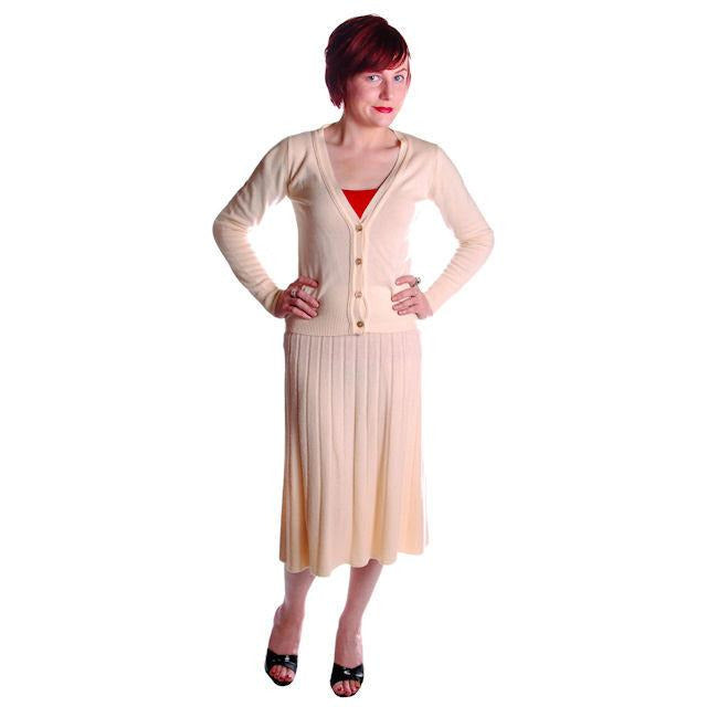 Vintage  Sweater Suit 1950s  Cream Cashmere Womens Small - The Best Vintage Clothing
 - 1