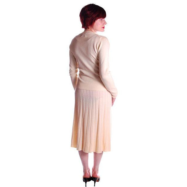 Vintage Womens Size S Cashmere Sweater Suit 1950s Cream Secretary Rockabilly Cart2cart The Best Vintage Clothing