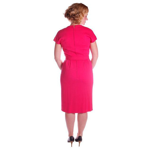 Vintage Classic Day Dress Rasberry Wool Late 1950s 4-6 Cart2cart The Best Vintage Clothing