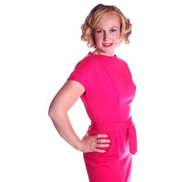 Vintage Classic Day Dress Rasberry Wool Late 1950s 4-6 Cart2cart The Best Vintage Clothing