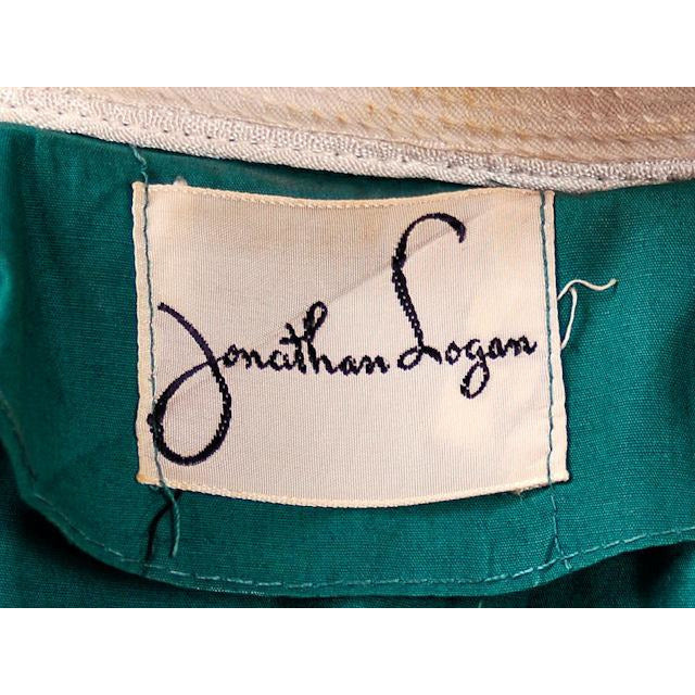 Vintage Cotton Summer Dress Green Nice Details Jonathan Logan 1940s 36-26-Free Cart2cart Jonathan Logan