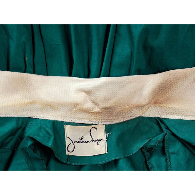 Vintage Cotton Summer Dress Green Nice Details Jonathan Logan 1940s 36-26-Free Cart2cart Jonathan Logan