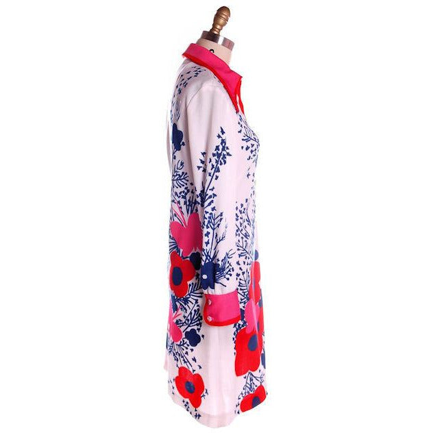 Vintage Printed Poly Dress Butterflies Vera 1970s 8-12 Women's Vera