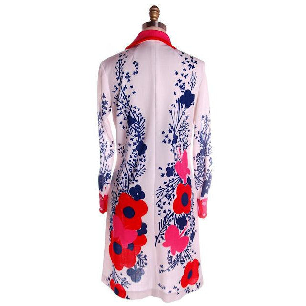 Vintage Printed Poly Dress Butterflies Vera 1970s 8-12 Women's Vera