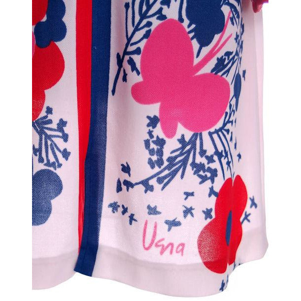 Vintage Printed Poly Dress Butterflies Vera 1970s 8-12 Women's Vera
