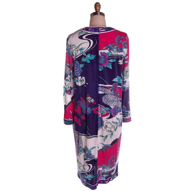 Vintage Mod Print Knit Dress Robert Janan 1980s Sz 12 On Sale Robert Janan