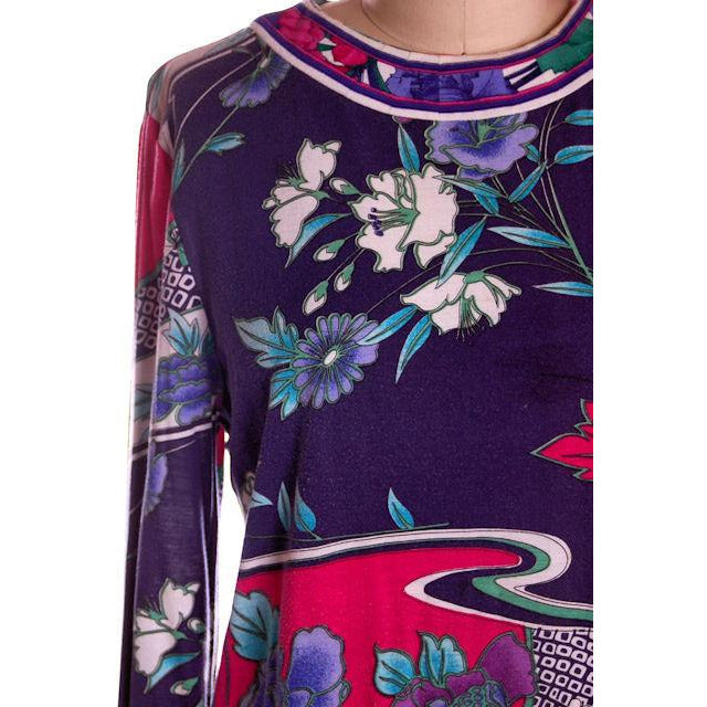 Vintage Mod Print Knit Dress Robert Janan 1980s Sz 12 On Sale Robert Janan