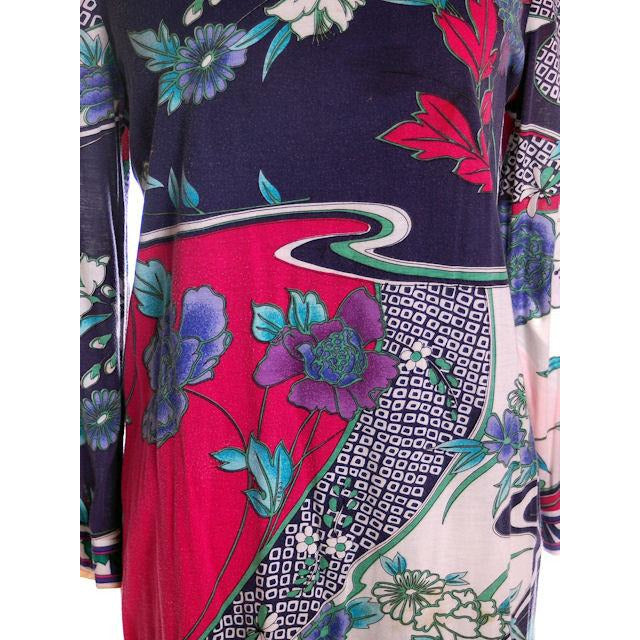 Vintage Mod Print Knit Dress Robert Janan 1980s Sz 12 On Sale Robert Janan