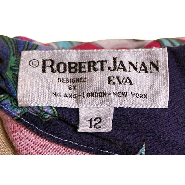 Vintage Mod Print Knit Dress Robert Janan 1980s Sz 12 On Sale Robert Janan