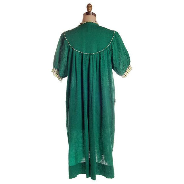 Vintage Green Seersucker Housecoat /Robe/Dress 1930s Any Sz Women's Valley Frocks