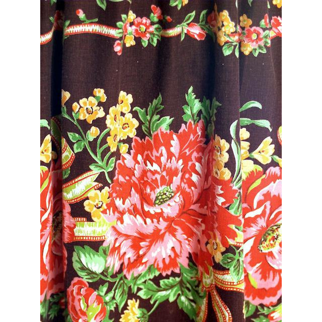 Vintage Border Print Stretchy Smocked Top Dress Poppies Print 1970s Hippy M/L Cart2cart The Best Vintage Clothing