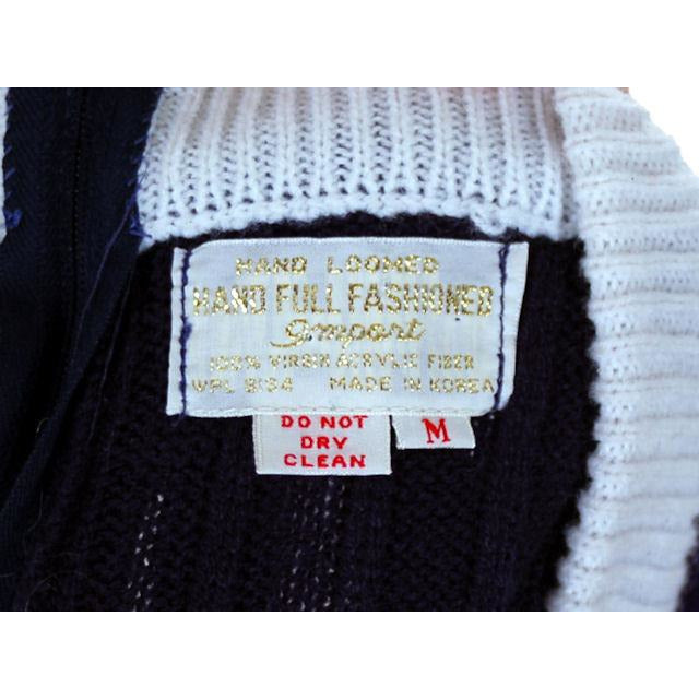 Vintage Ladies Pullover Sweater Navy Blue w/ Belt Graphics 1970s Acrylic Medium Women's The Best Vintage Clothing