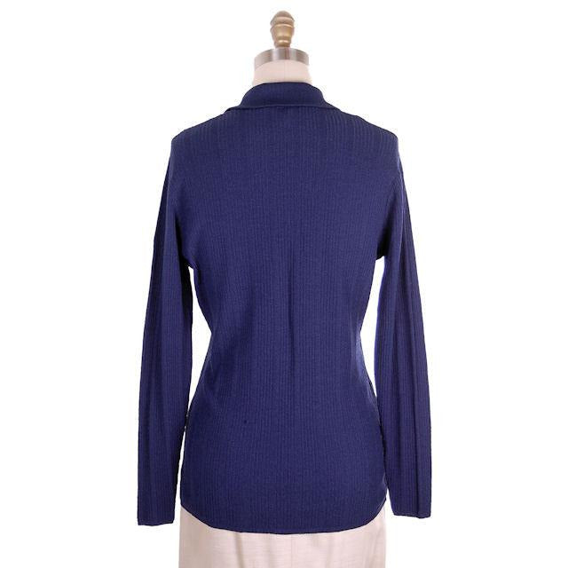 Vintage Ultra 1970s Knit Top Navy Blue Lace Front Med- Lg Women's,On Sale The Best Vintage Clothing