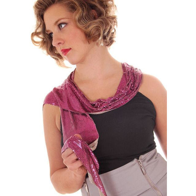 Vintage Whiting & Davis Metal Mesh Scarf Silver/ Violet Heavy 68" Long 1970s Accessories,New Arrivals Whiting & Davis