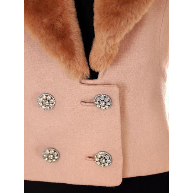 Vintage Ladies Jacket Peach Wool w. Mouton Shawl Collar Late1940s Large Women's,New Arrivals Sears