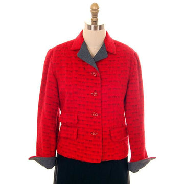 Vintage Ladies Short Jacket Red/ Gray  Mohair Med-Large 1950s - The Best Vintage Clothing
 - 1