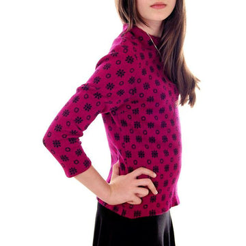 Vintage  Wool Sweater Violet/Black Snowflake Pattern Germany 1960s Small-M - The Best Vintage Clothing
 - 1